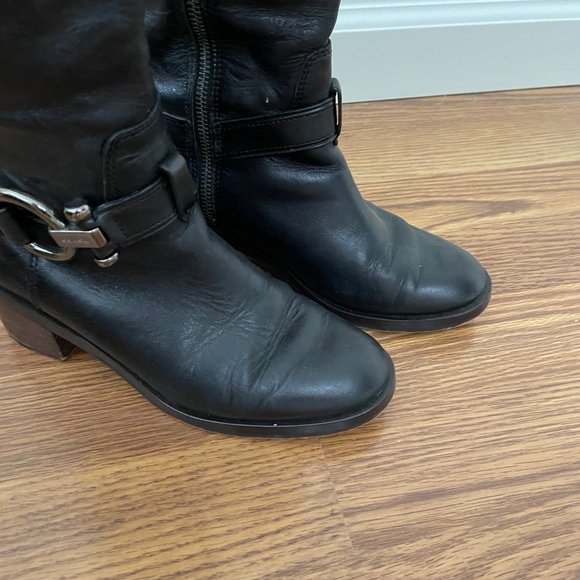 Coach Black Leather Carolina Riding Boots Heeled 5 Zipper - Picture 5 of 13